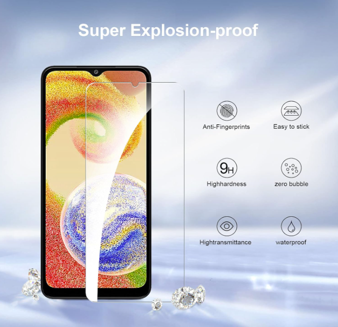 Komplet 2 zaščitnih stekel in 2 zaščitni stekli za kamero za Samsung Galaxy A04e/M04 – Infostyle