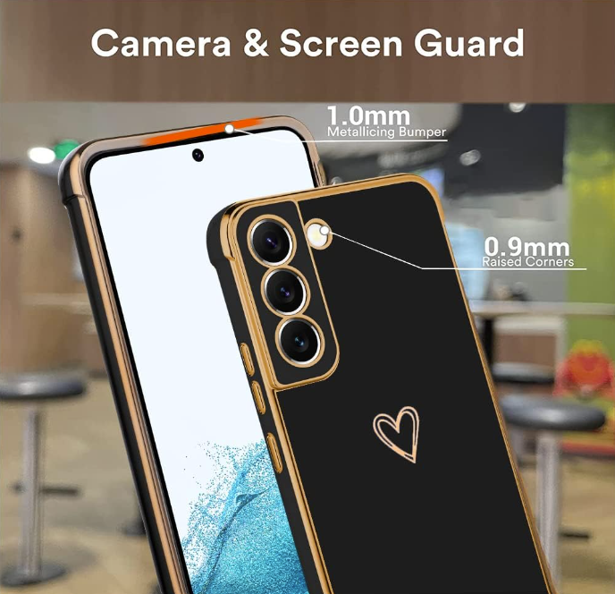 Komplet silikonski ovitek "Heart" + 2 zaščitni stekli za Samsung Galaxy S22 – Infostyle – Bela / PC + TPU silikon