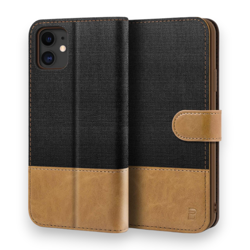 Preklopna torbica "BEZ Magnetic Strap" za iPhone 11 – Črna / Umetno usnje + TPU silikon