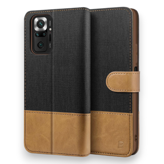 Preklopna torbica "BEZ Magnetic Strap" za Xiaomi Redmi Note 10 Pro – Črna / Umetno usnje + TPU silikon