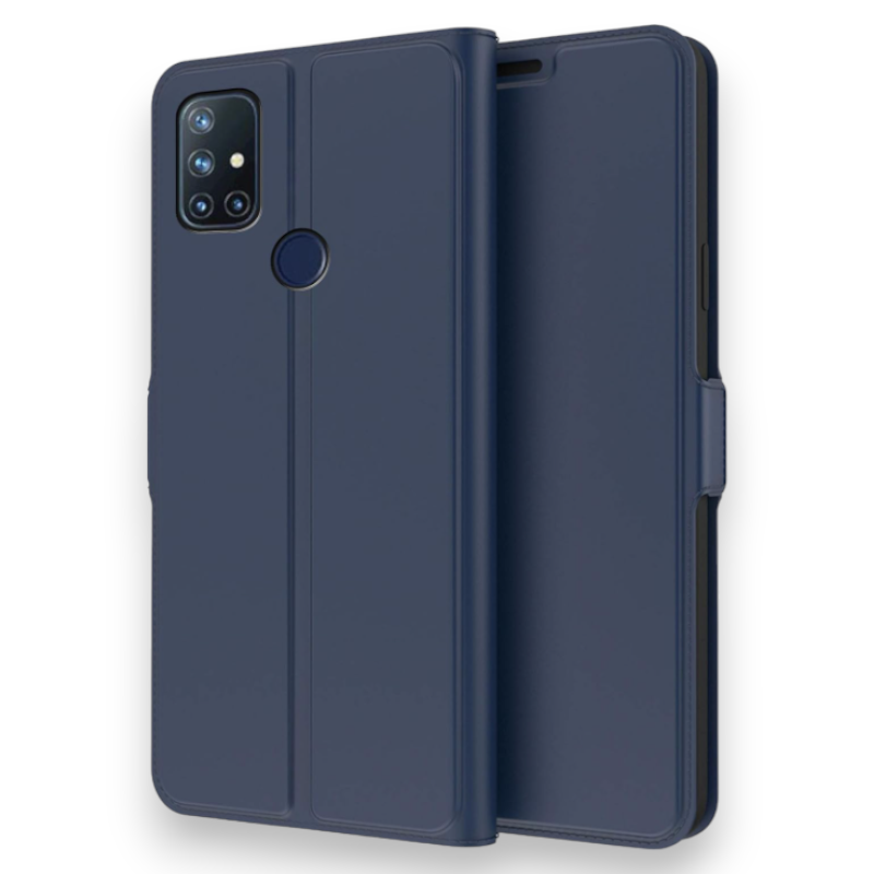 Preklopna torbica "Business" za OnePlus Nord N10 5G – Infostyle – Temno modra / Umetno usnje + TPU silikon