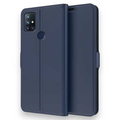 Preklopna torbica "Business" za OnePlus Nord N10 5G – Infostyle – Temno modra / Umetno usnje + TPU silikon