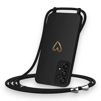 Silikonski ovitek z vrvico "Heart" za Samsung Galaxy A23 4G/5G – Infostyle – Črna / TPU silikon