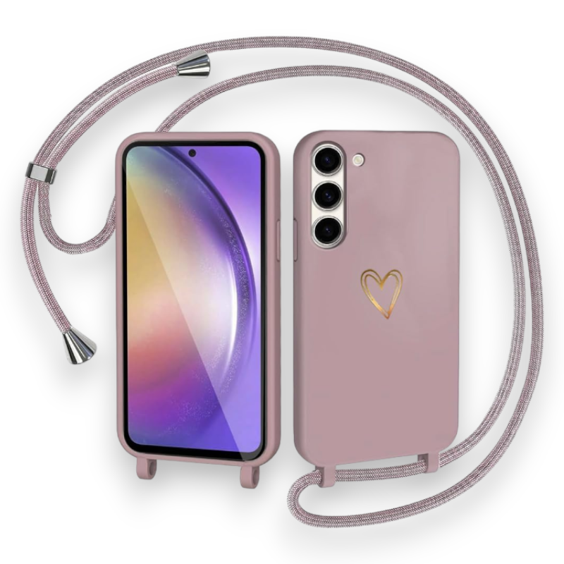 Silikonski ovitek z vrvico "CaseLover Heart" za Samsung Galaxy S23 5G – Infostyle – Svetlo roza / TPU silikon
