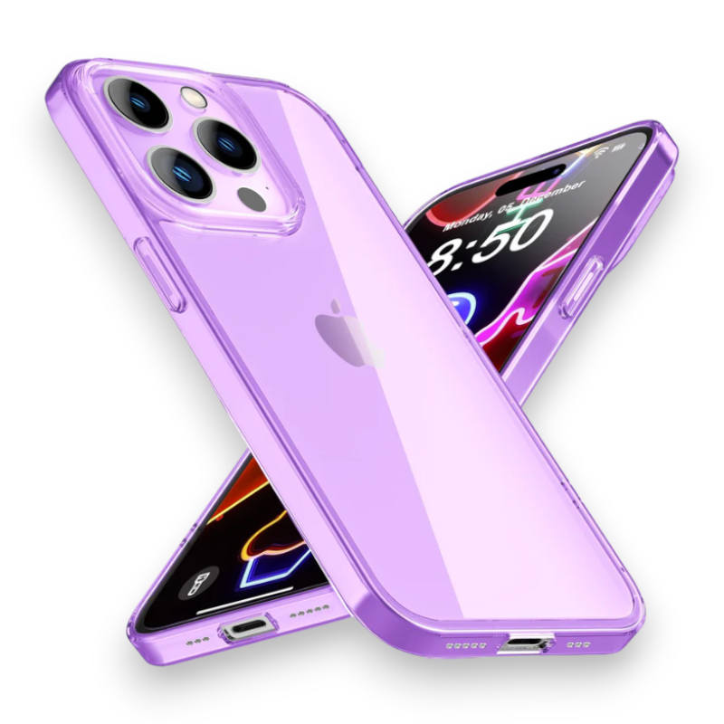 Komplet 2 zaščitni stekli + ovitek "Neon Nalia" za iPhone 14 Pro Max – Vijolična / TPU silikon