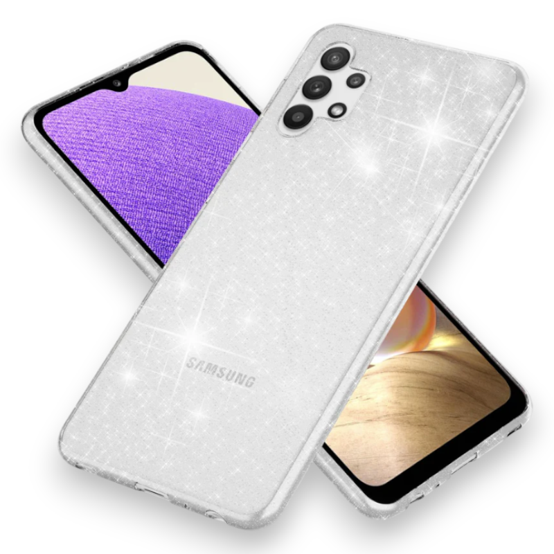Silikonski ovitek "Clear Glitter Nalia" za Samsung Galaxy A32 5G – Prozorna / TPU silikon