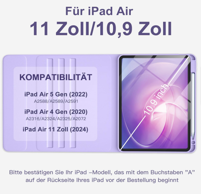 Preklopna torbica s tipkovnico za tablični računalnik Apple iPad Air 4 2020 /5 2022/6 2024 10.9" – Vobafe