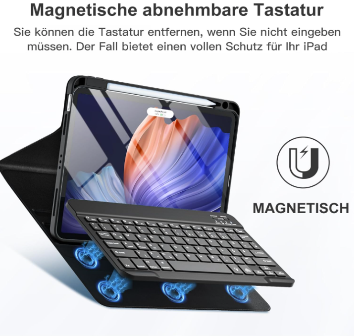 Preklopna torbica s tipkovnico za tablični računalnik Apple iPad Air 4 2020 /5 2022/6 2024 10.9" – Vobafe