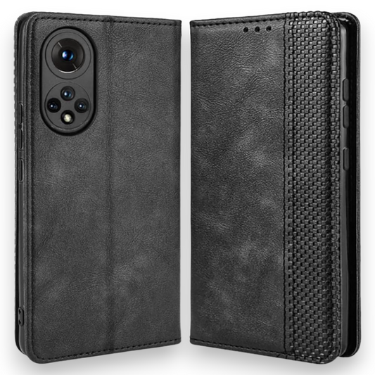 Preklopna torbica "DOINK Retro" za Huawei Nova 9/ Honor 50 5G – Infostyle – Črna / Umetno usnje + TPU silikon