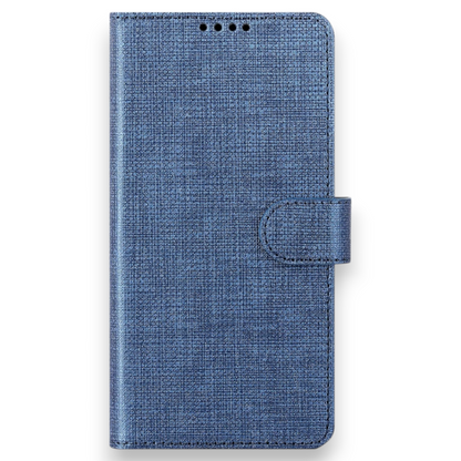 Preklopna torbica "Foluu Premium" za Motorola Moto Edge 30 Ultra – Temno modra / Ekološko usnje + TPU silikon