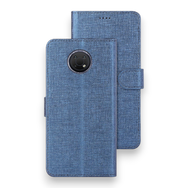 Preklopna torbica "Foluu Premium" za Nokia G10 – Temno modra / Ekološko usnje + TPU silikon