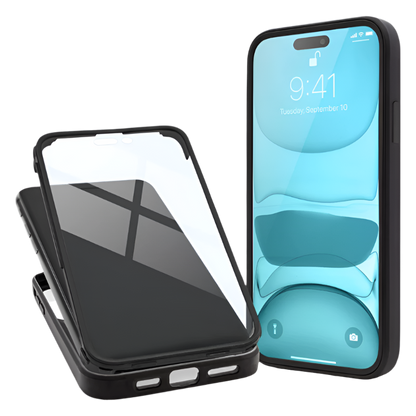 Ovitek "360° Edge" za iPhone 14 Pro Max – Moozy – Črna / PC + TPU silikon