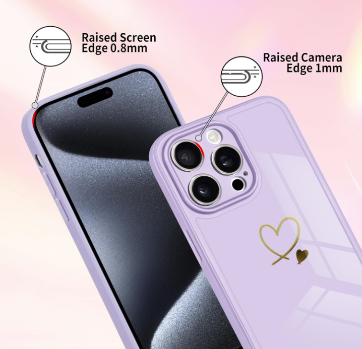 Silikonski ovitek z vrvico "Golden Heart" za iPhone 15 Pro Max – Infostyle