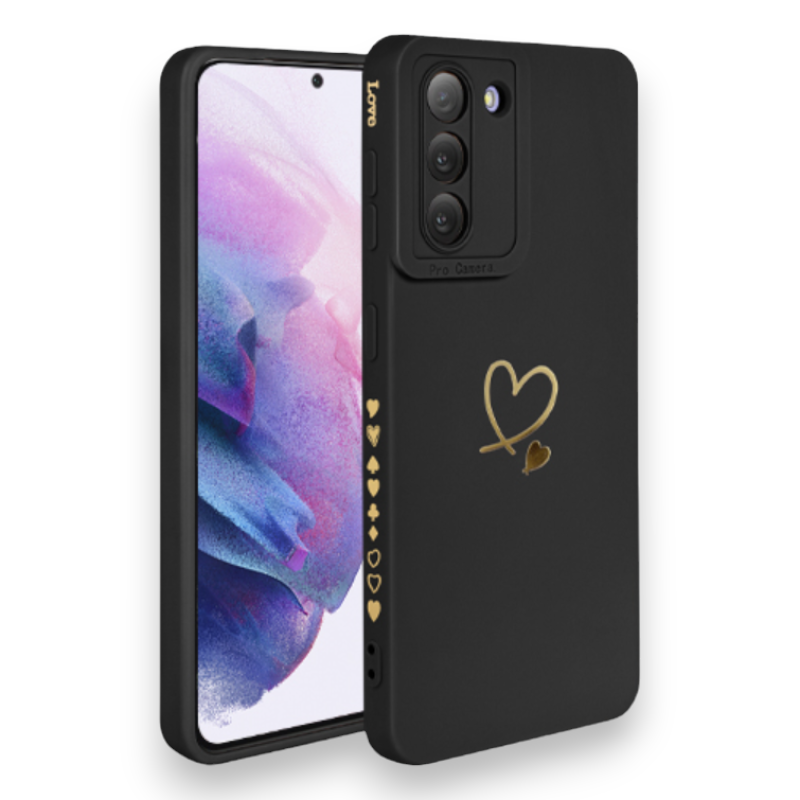 Silikonski ovitek "Golden Heart" za Samsung Galaxy S21 – Infostyle – Črna / TPU silikon