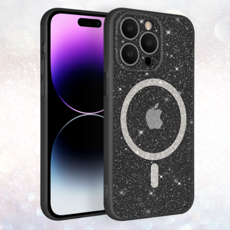 Ovitek "Glitter MagSafe" za iPhone 14 Pro – Infostyle – Črna / PC + TPU silikon