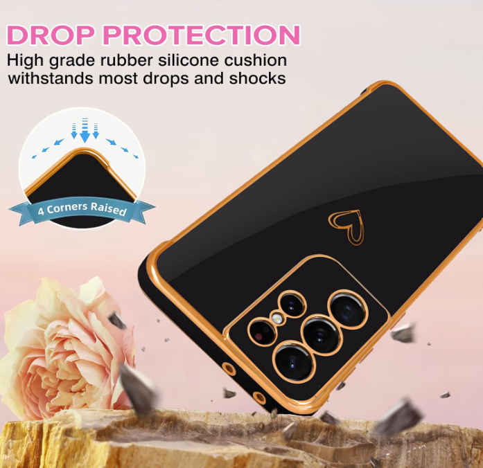 Silikonski ovitek "Golden Edging Heart" za Samsung Galaxy S21 Ultra – Infostyle
