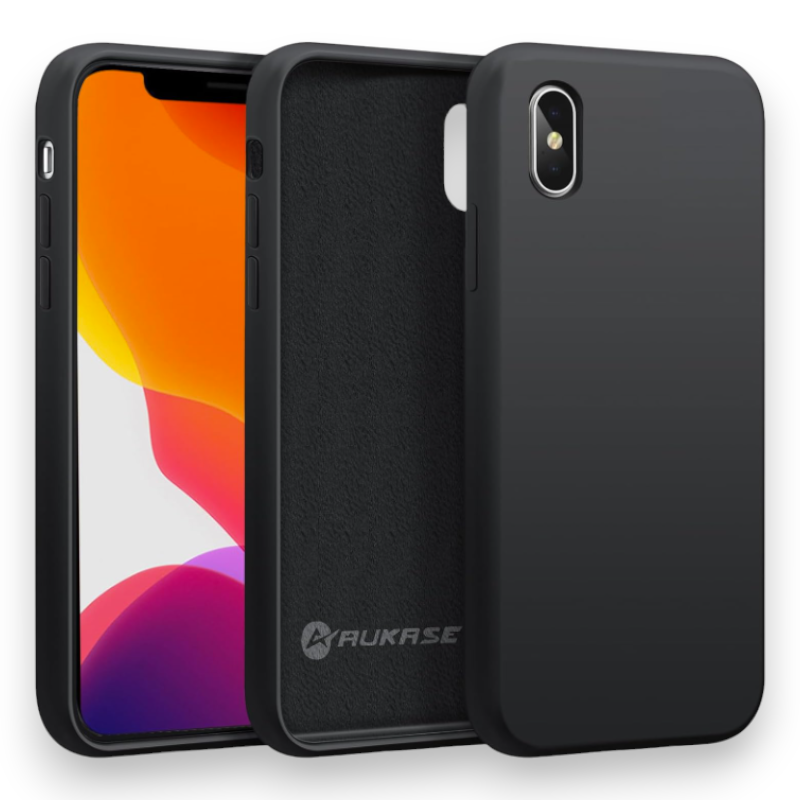Silikonski ovitek "AUKASE" za iPhone X/XS – Infostyle – Črna / PC + TPU silikon