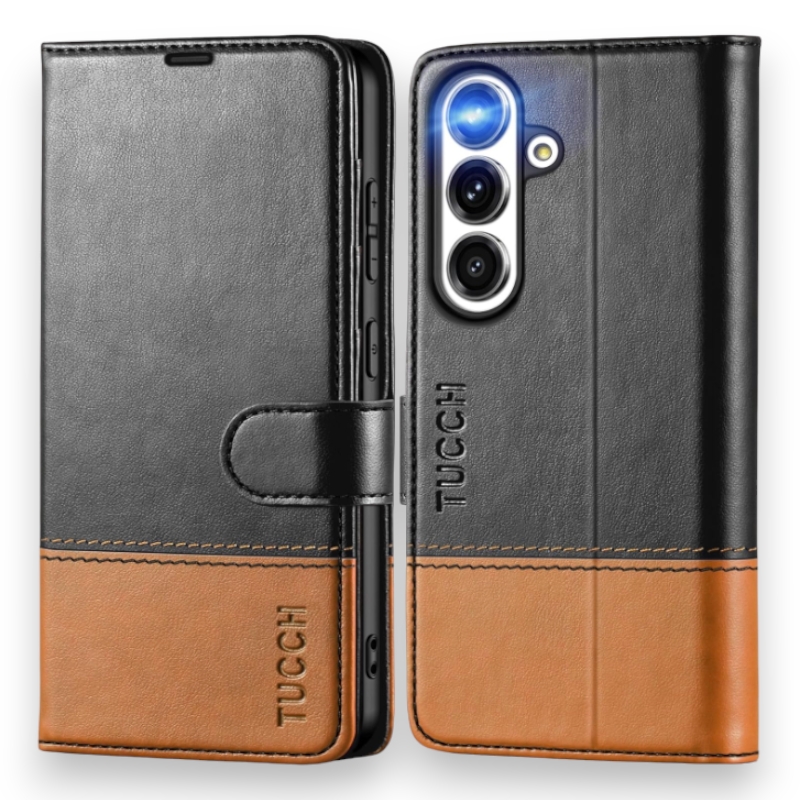 Preklopna torbica "Tucch Double" za Samsung Galaxy S24 – Črna / Umetno usnje + TPU silikon