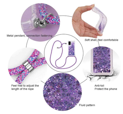 Silikonski ovitek z vrvico "Liquid Glitter" za Samsung Galaxy S20 Fe – Infostyle