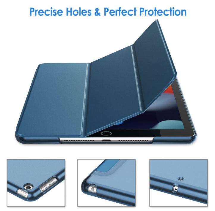 Preklopna torbica "Translucent" za tablični računalnik Apple iPad 9/8/7 (2021/2020/2019) 10.2" – JETech – Modra / PC + m