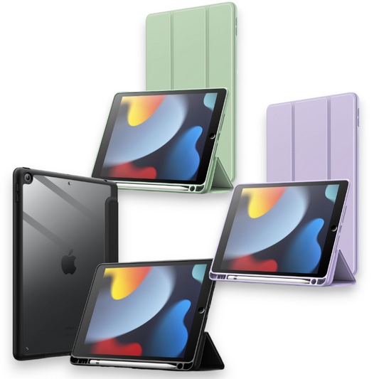Preklopna torbica za tablični računalnik Apple iPad 9/8/7 (2021/2020/2019) 10.2" z držalom za pisalo – JETech – Črna / P