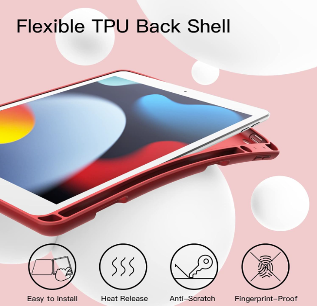 Preklopna torbica za tablični računalnik Apple iPad 9/8/7 (2021/2020/2019) 10.2" z držalom za pisalo – JETech – Črna / T