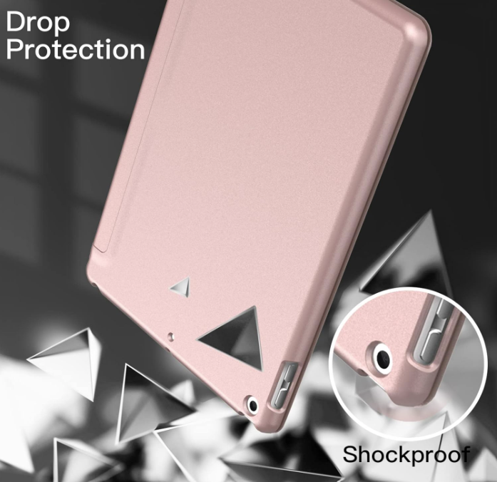 Preklopna torbica "Hard" za tablični računalnik Apple iPad 9/8/7 (2021/2020/2019) 10.2" – JETech – Svetlo roza / Umetno 
