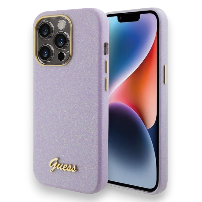Ovitek Guess "Full Glitter" za iPhone 15 Pro (GUHCP15LPGMCSL) – Vijolična / PC + TPU silikon