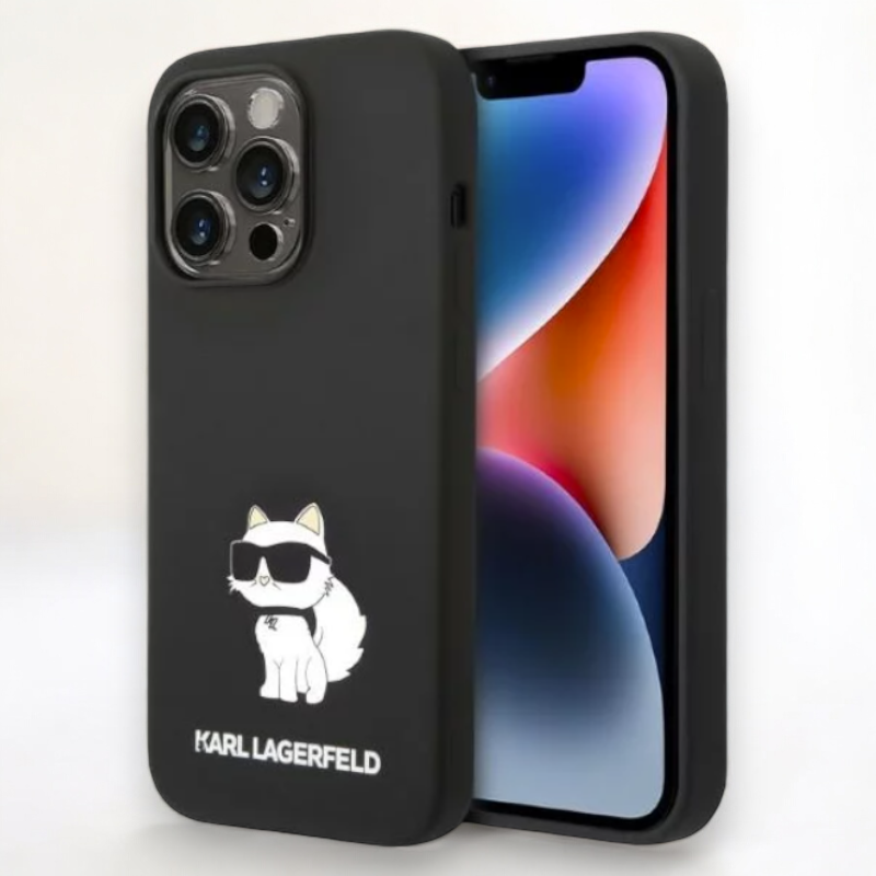 Silikonski ovitek Karl Lagerfeld "Liquid Silicone Choupette" za iPhone 15 Pro (KLHCP15LSNCHBCK) – Črna / TPU silikon
