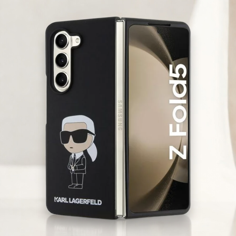 Silikonski ovitek Karl Lagerfeld "Liquid Silicone Choupette" za Samsung Galaxy Z Fold 5 (KLHCZFD5SNIKBCK) – Črna / TPU s