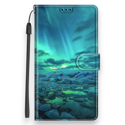 Preklopna torbica "Polar Lights" za Samsung Galaxy A12/ M12 – Infostyle – Zelena / Umetno usnje + TPU silikon
