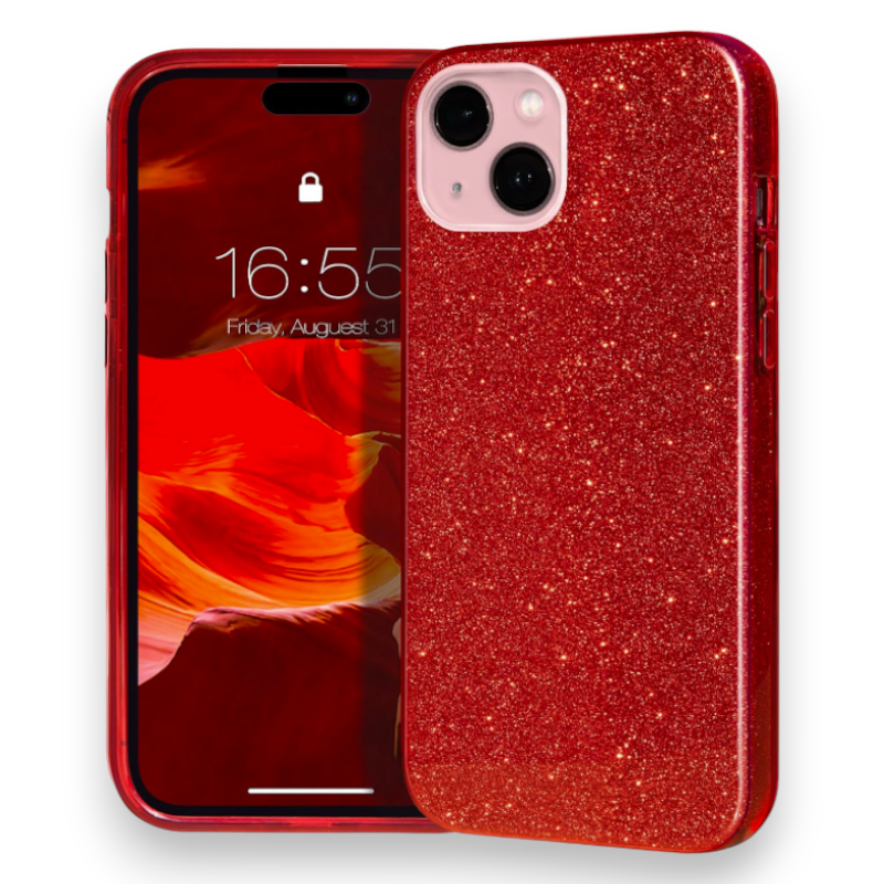 Ovitek "MATEPROX Glitter" za iPhone 15 Pro – Rdeča / TPU silikon