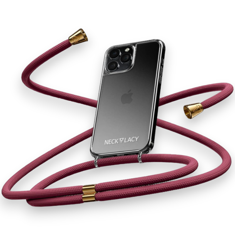 Ovitek z vrvico "NECKLACY premium chain" + zaščita za kamero za iPhone 15