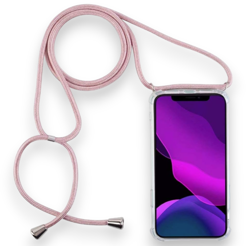 Silikonski ovitek z vrvico "Transaprent - Rose" za iPhone X/XS (5.8") – Infostyle – Svetlo roza / TPU silikon