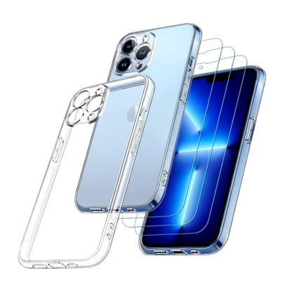 Ovitek za telefon + 3x zaščitno steklo "Ivoler" iPhone 13 Pro – Infostyle – Prozorna