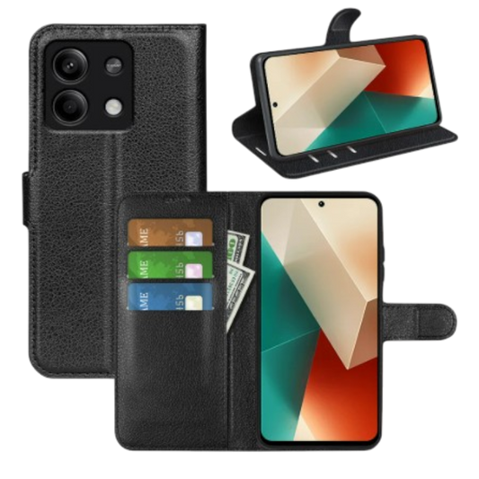 Preklopna torbica za telefon ''Premium'' Xiaomi Redmi Note 13 Pro 5G/ Poco X6 5G, črna – Techsuit – Črna / Umetno usnje