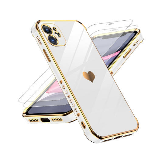 Komplet silikonski ovitek "YispurHeart" + 2x zaščitno steklo za iPhone 11 – Infostyle