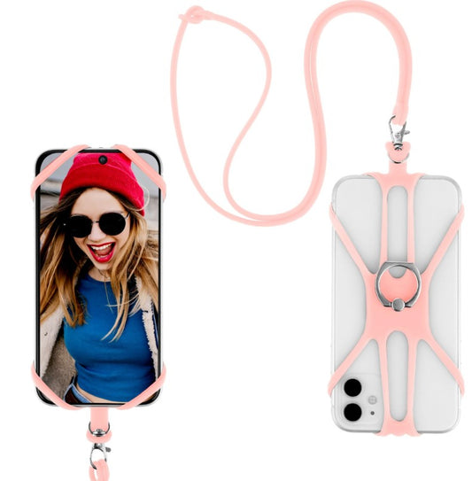 2v1 silikonski pašček za telefon z odstranljivo vrvico – univerzalno držalo za pametne telefone (4.5–6.5”) – Infostyle