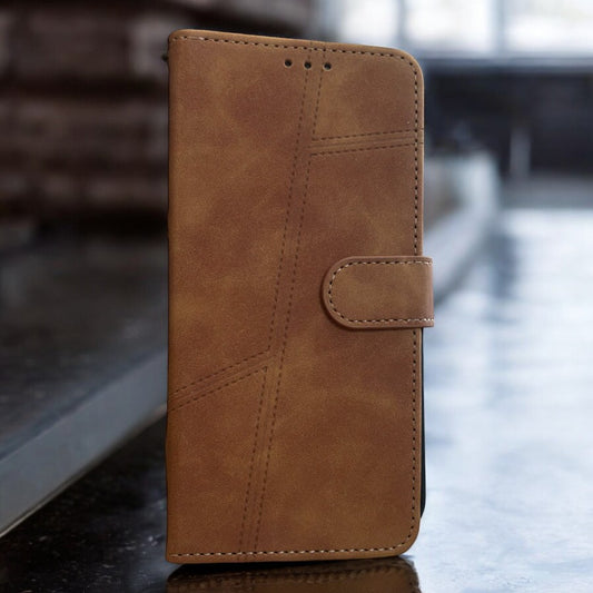 Preklopna torbica "Leather Road" za Samsung Galaxy S24 Plus – Infostyle – Rjava / Ekološko usnje + TPU silikon