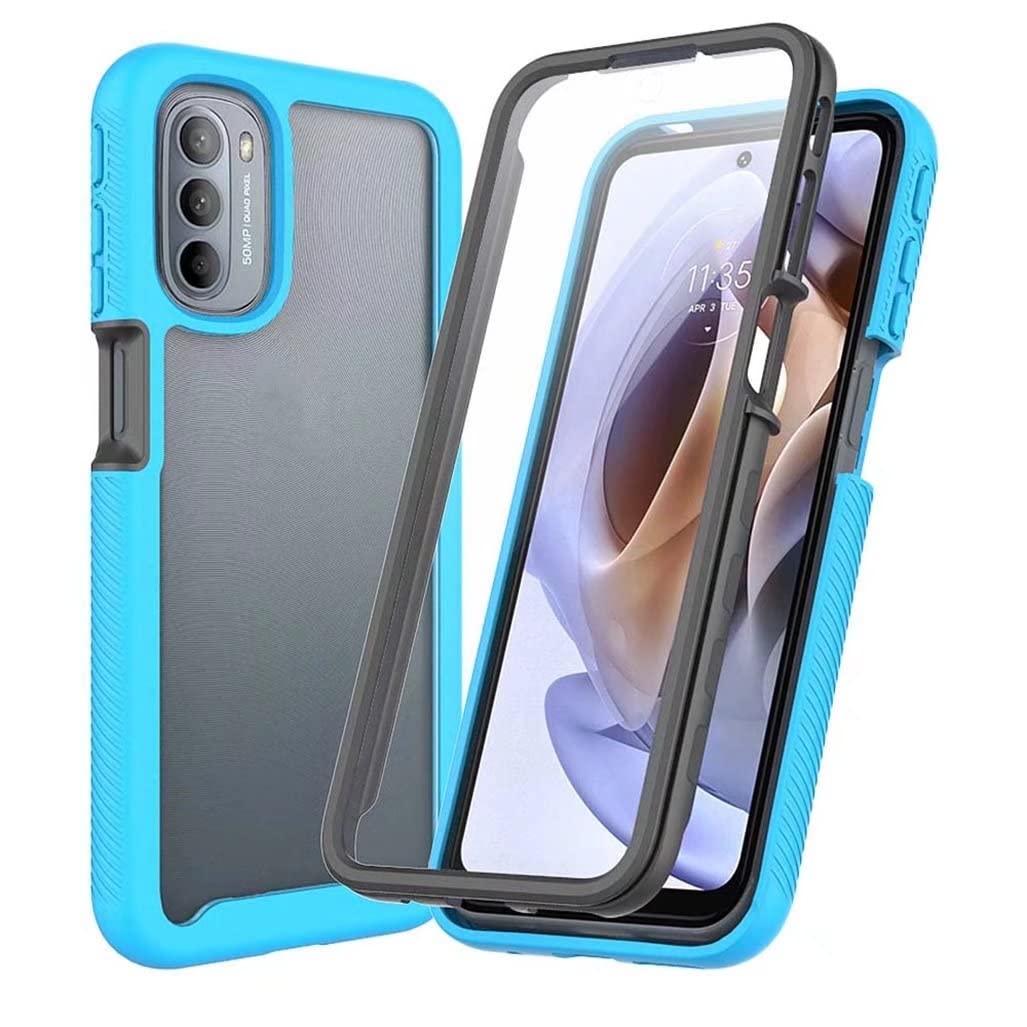 HAOYE zaščitni ovitek za Samsung Galaxy A54 5G – prozoren PC+TPU ovitek z vgrajeno zaščito zaslona, moder