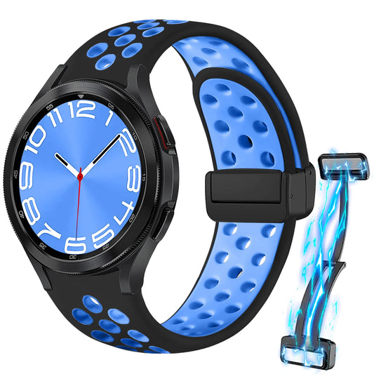 Remen za Samsung Galaxy Watch 6/5/4 – 40 mm / 44 mm | crno-plava silikonska narukvica