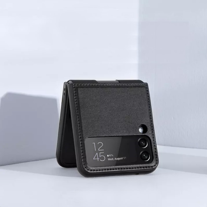 Ovitek "QIN" iz veganskega usnja za Samsung Galaxy Z Flip 4 5G - črna – Nillkin – Črna / Vegansko usnje
