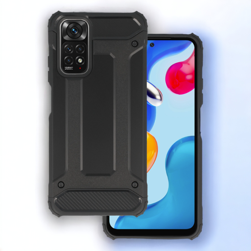 Silikonski ovitek "armor carbon" za Xiaomi Redmi Note 11 - Črna – Infostyle – Črna / PC + TPU silikon