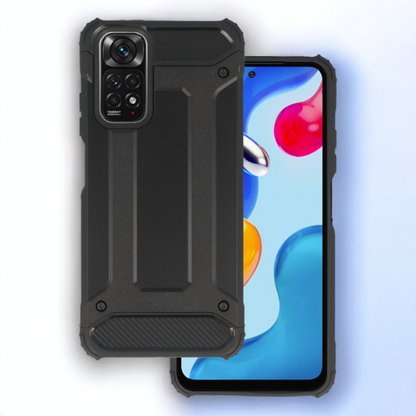 Silikonski ovitek "armor carbon" za Xiaomi Redmi Note 11s - Črna – Infostyle – Črna / PC + TPU silikon