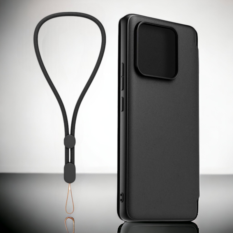 Preklopna torbica s paščkom za Xiaomi Redmi 12C – Črna / Umetno usnje + PC
