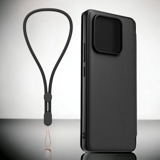 Preklopna torbica s paščkom za Xiaomi Redmi 12C – Črna / Umetno usnje + PC