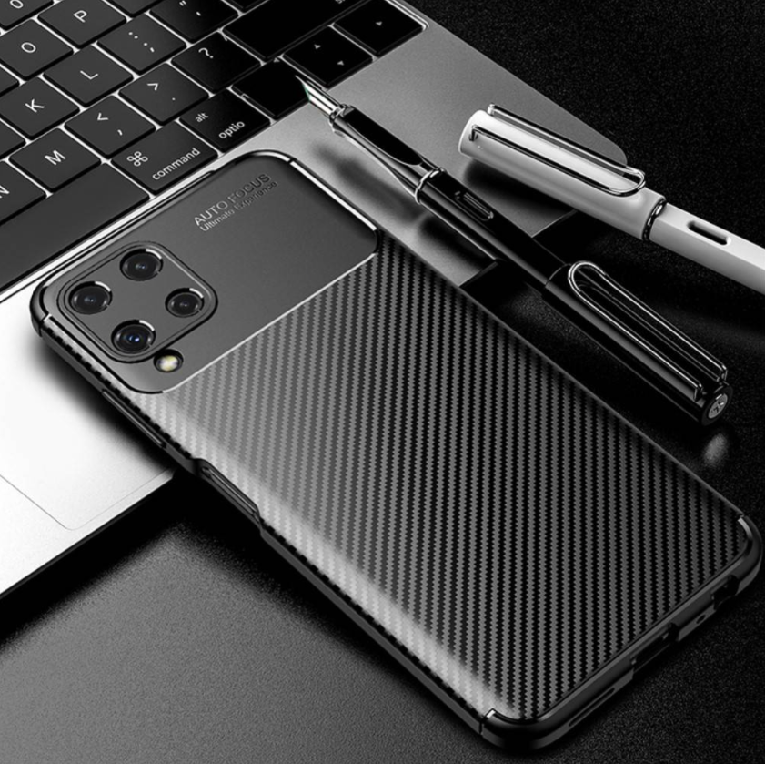 Ovitek "Vennus Carbon Elite" za Samsung Galaxy A22 4G - črna – Črna / TPU silikon