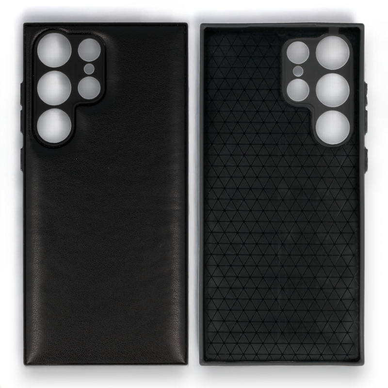 Silikonski ovitek "Smooth Leather 3D" za Samsung Galaxy S23 Ultra - črna – Infostyle