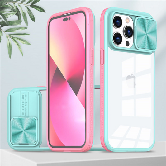 Ovitek "Camshield" za iPhone 14 Pro Max – Infostyle – Svetlo zelena / PC + TPU silikon