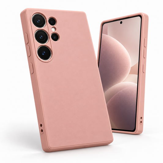 ElestBela silikonska maskica za Samsung Galaxy S24 Ultra – ultra tanka zaštitna maskica s mikrovlaknima (roza)